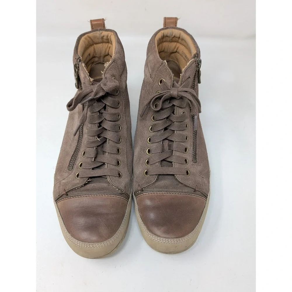 John Varvatos Star USA High Top Sneakers Men's Size‎ 8 Redding Zip Suede Brown